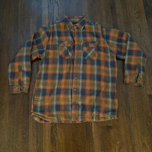 Pacific Trail - Flannel Plaid Button-Up Thermal Lined Shirt in Orange and Blue